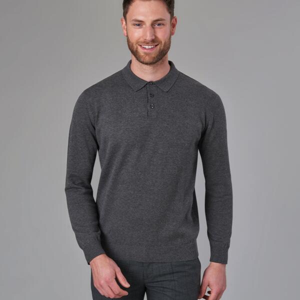 Brook Taverner Casper Knitted Long Sleeve Polo Shirt Thumbnail