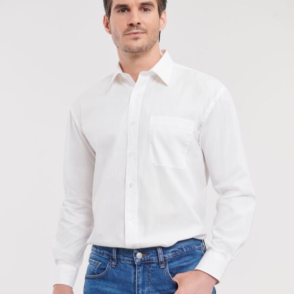 Men's Long Sleeve Classic Pure Cotton Poplin Shirt Thumbnail