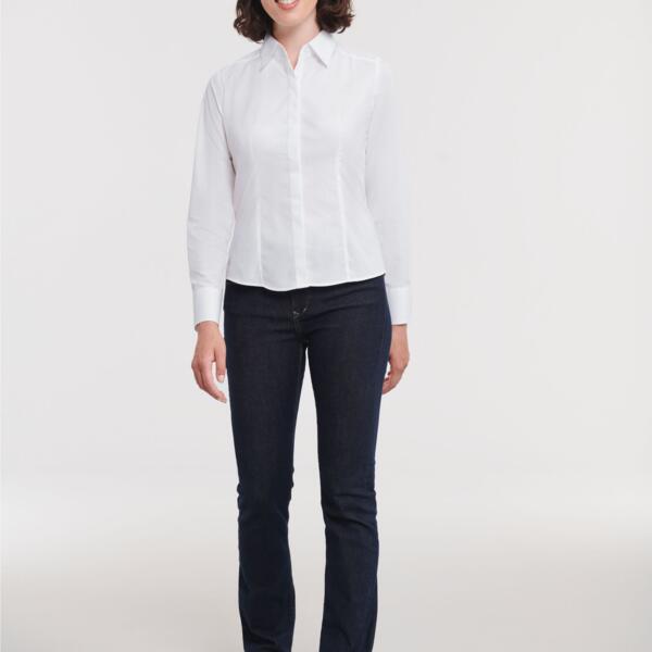Ladies' Long Sleeve Fitted Polycotton Poplin Shirt Thumbnail