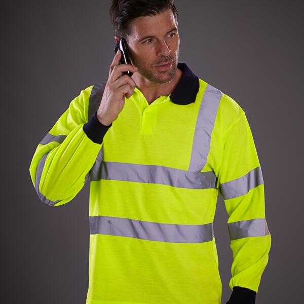 Yoko Hi-Vis Long Sleeve Polo Shirt Thumbnail