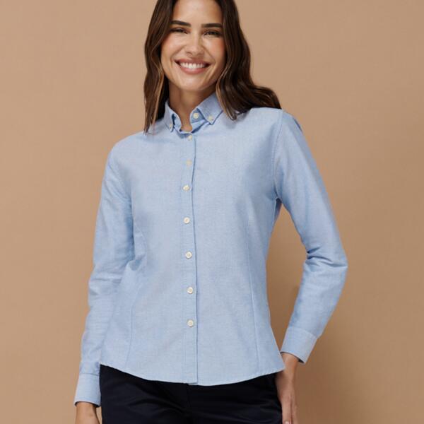 Henbury Ladies Modern Long Sleeve Regular Fit Oxford Shirt Thumbnail
