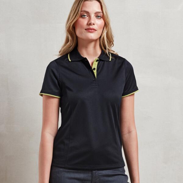 Premier Ladies Contrast Coolchecker® Piqué Polo Shirt Thumbnail