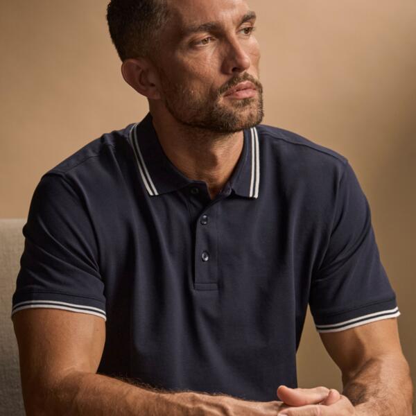 Men's Luxury Stripe Stretch Polo Thumbnail