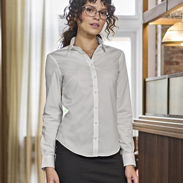 Tee Jays Ladies Stretch Luxury Long Sleeve Poplin Shirt Thumbnail