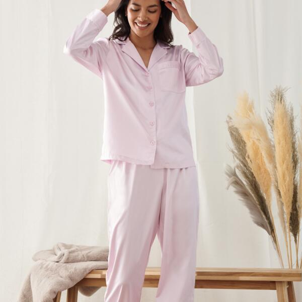Towel City Ladies Satin Long PJ's Thumbnail